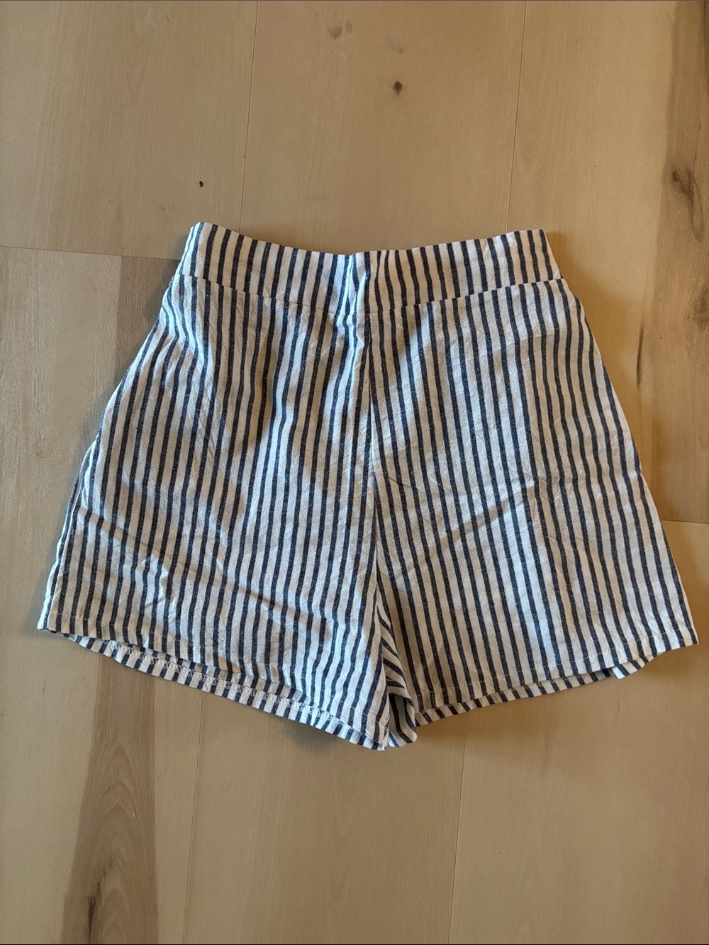 High-Waist Navy & White Striped Women’s Shorts